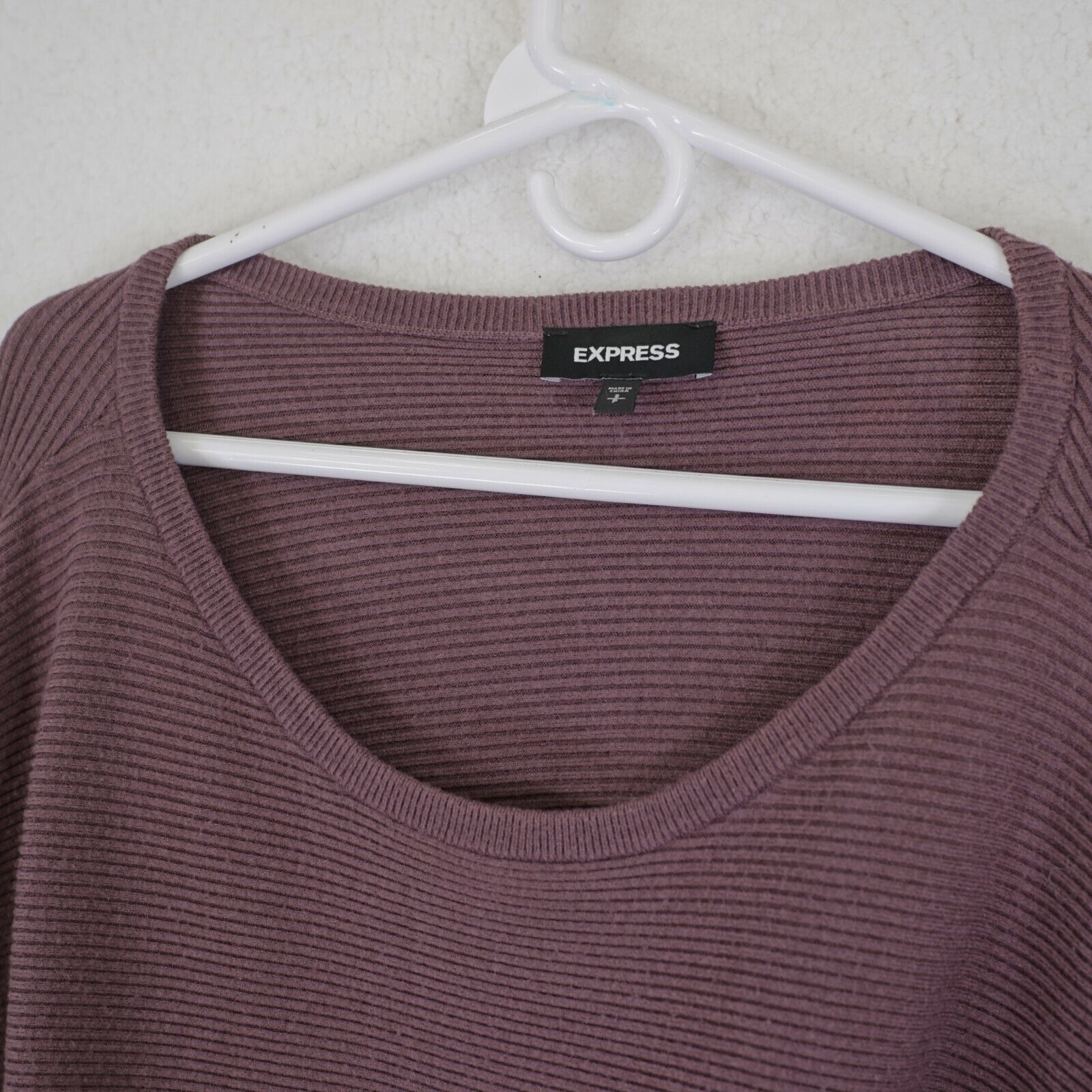Express Express Small Purple Ribbed Scoop Neck Sweater Rayon Polyest Size S / US 4 / IT 40 - 4 Thumbnail