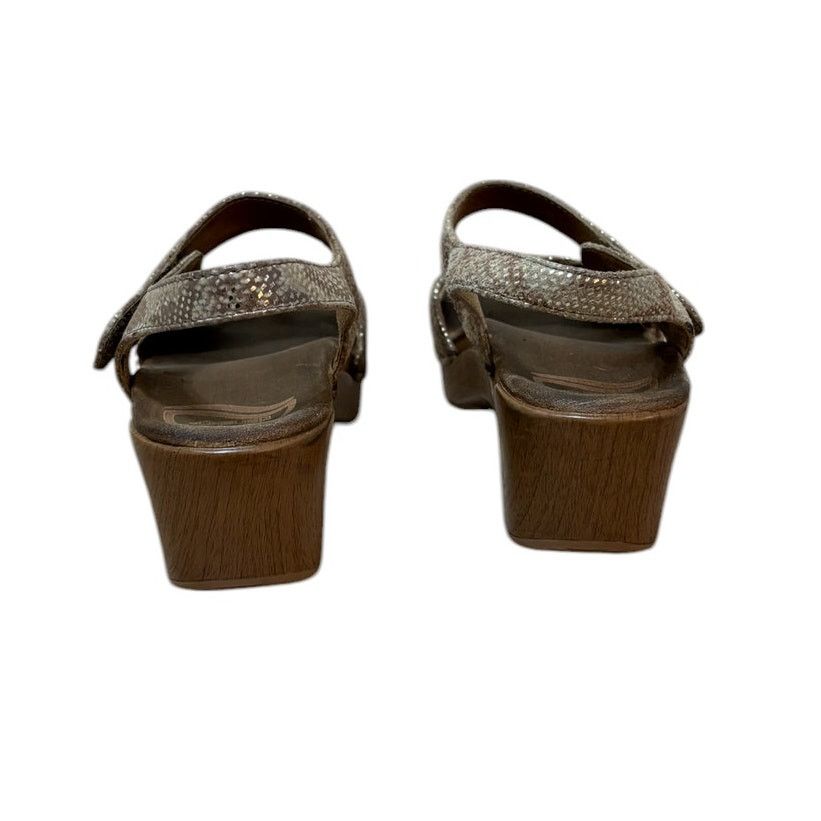 Dansko Dansko Sandals Women 37 US 6 Brown Sonnet Gold Snake Chunky Size US 6 / IT 36 - 7 Thumbnail
