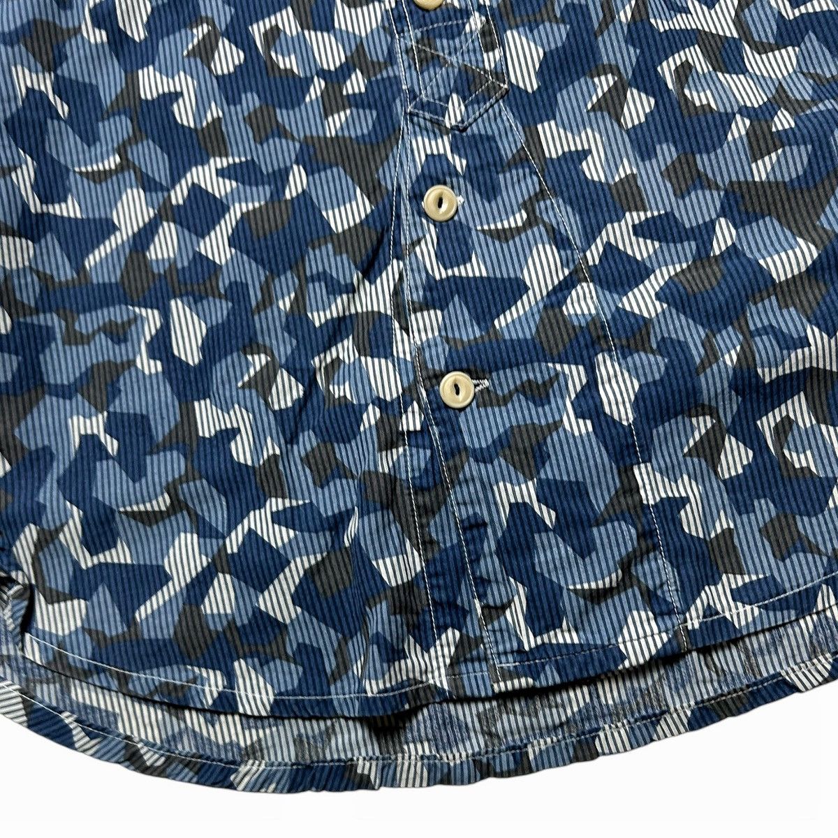 Japanese Brand Swellmob Shawl Collar Blue Seamless Camouflage Work Shirt Size US M / EU 48-50 / 2 - 10 Thumbnail