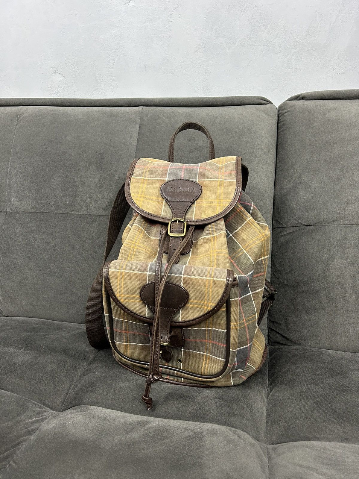Barbour Barbour Tartan Canvas Leather Trim Backpack Vintage Size ONE SIZE - 1 Thumbnail