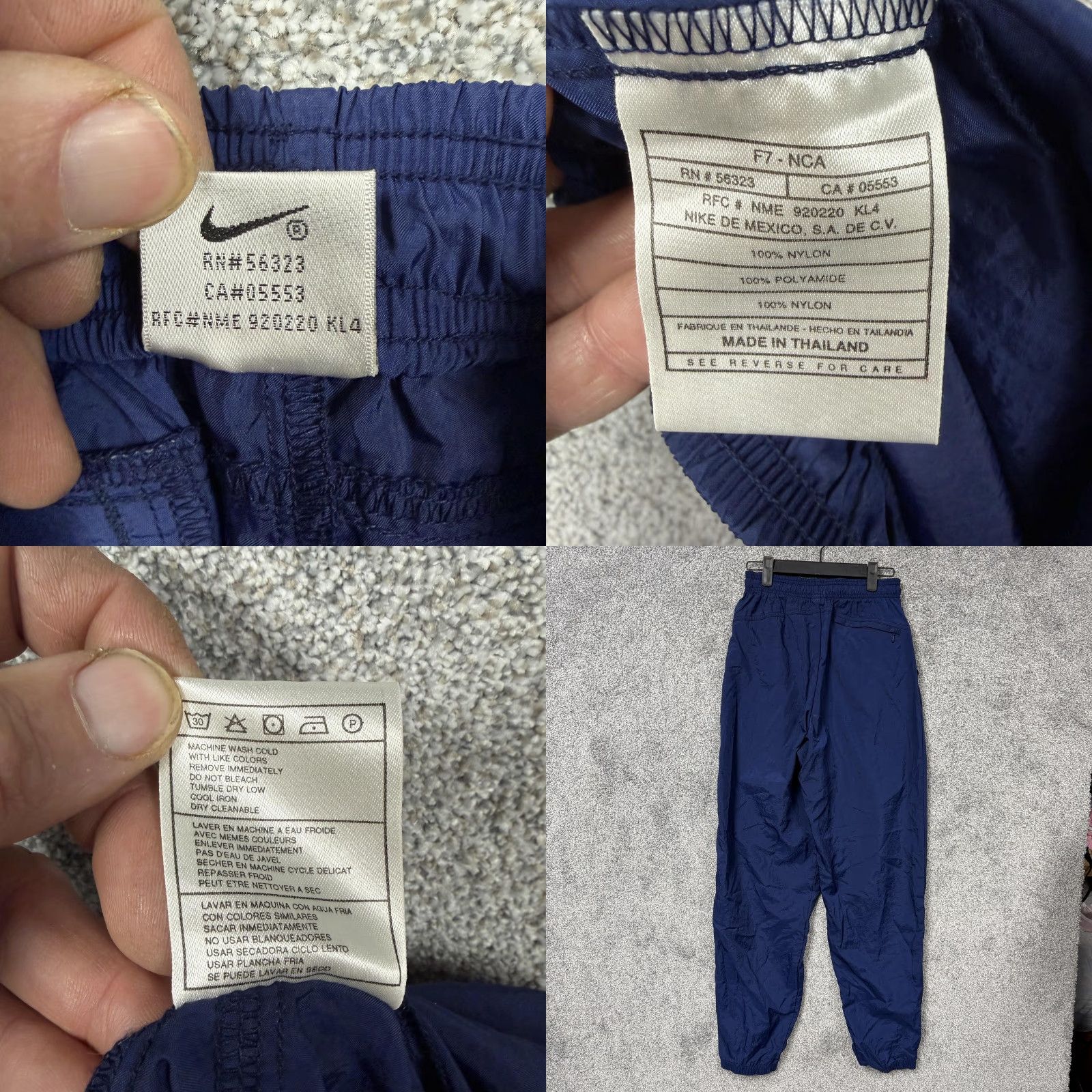 Nike VINTAGE Nike Track Pants Mens Small Blue Nylon Zip Ankle Cuff 25x30.5 Size US 29 - 8 Thumbnail
