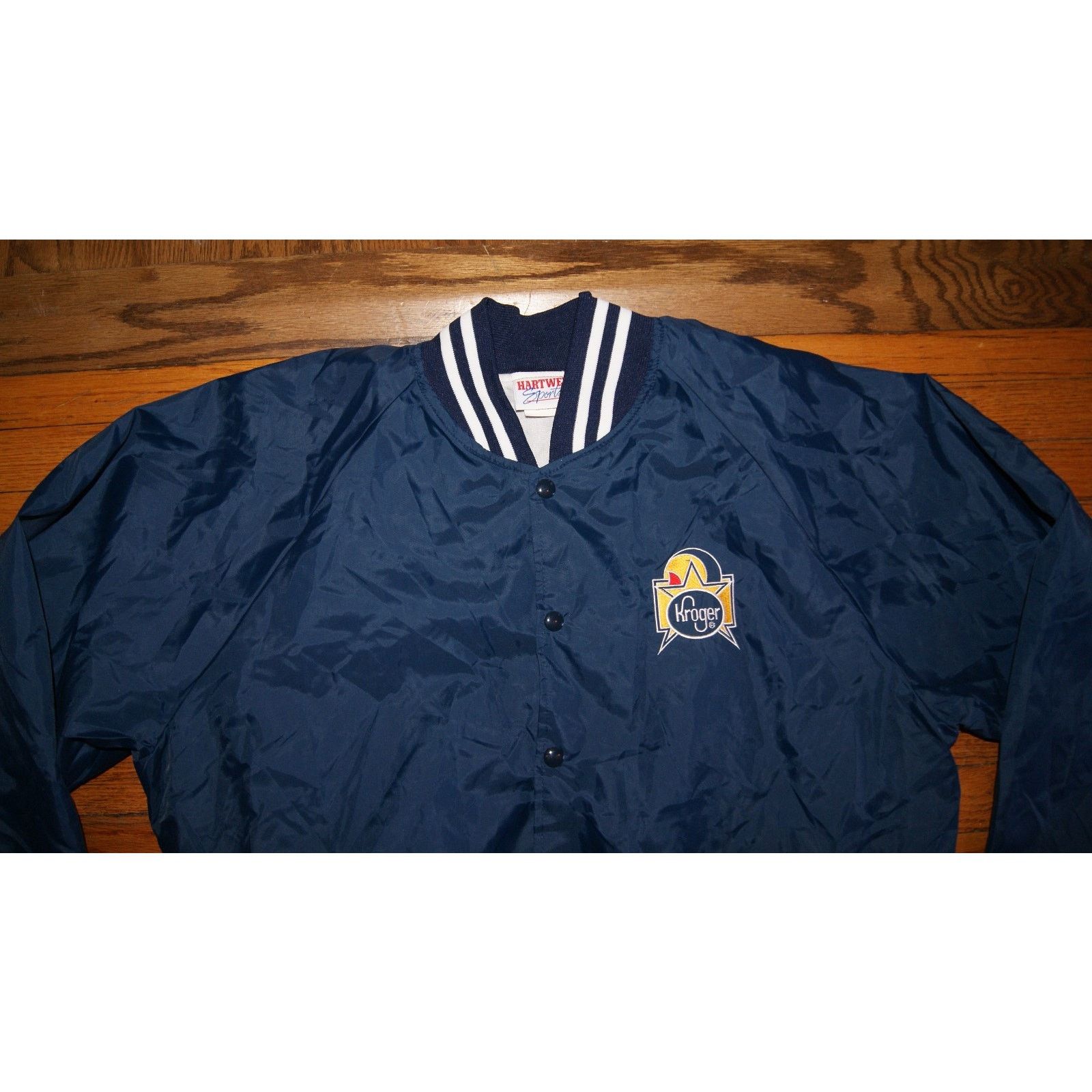Vintage NOS VTG Kroger Blue XL Bomber Jacket Snap USA Workwear Size US XL / EU 56 / 4 - 2 Thumbnail