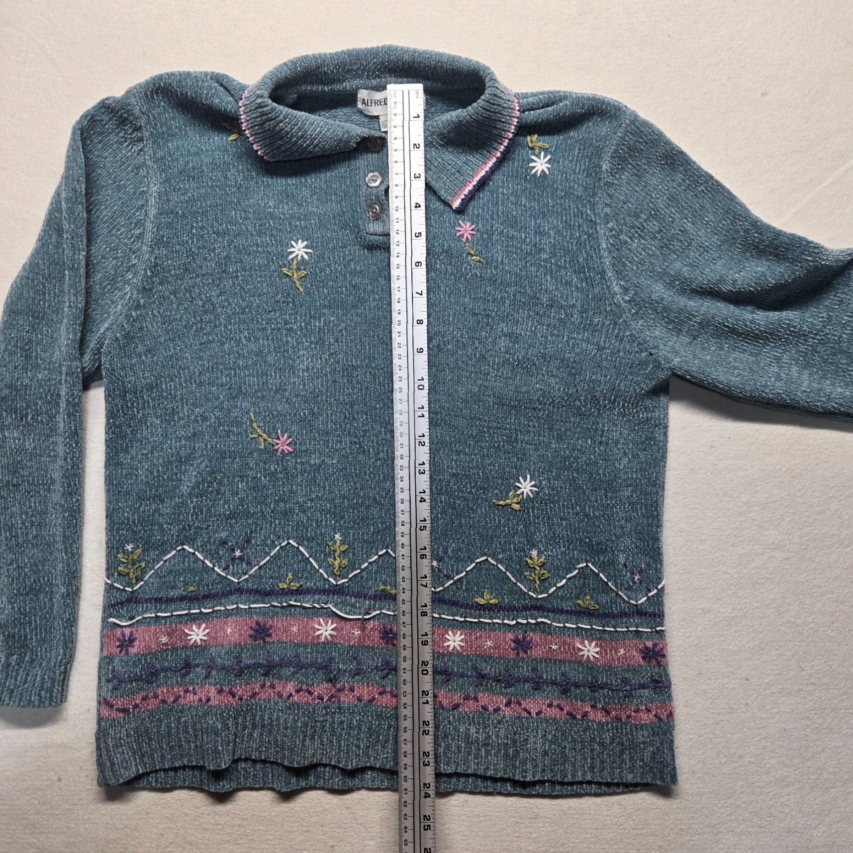Vintage VINTAGE Alfred Dunner Blue Floral Pattern Long Sleeve Sweater Adult Women's Medium All Seasons Size M / US 6-8 / IT 42-44 - 6 Thumbnail