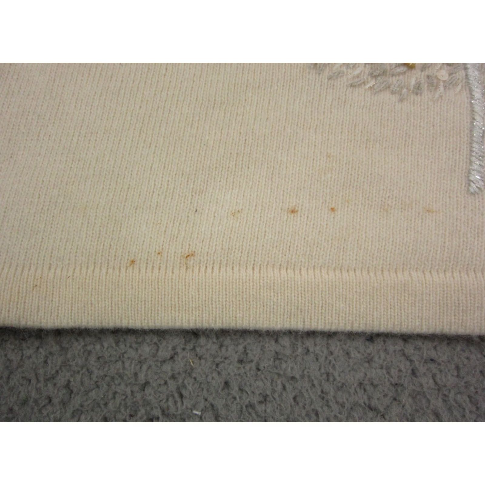 Orvis VINTAGE Orvis Sweater Womens Large Creme Christmas Tree Lambswool Sequins Angora 90s Size L / US 10 / IT 46 - 3 Thumbnail
