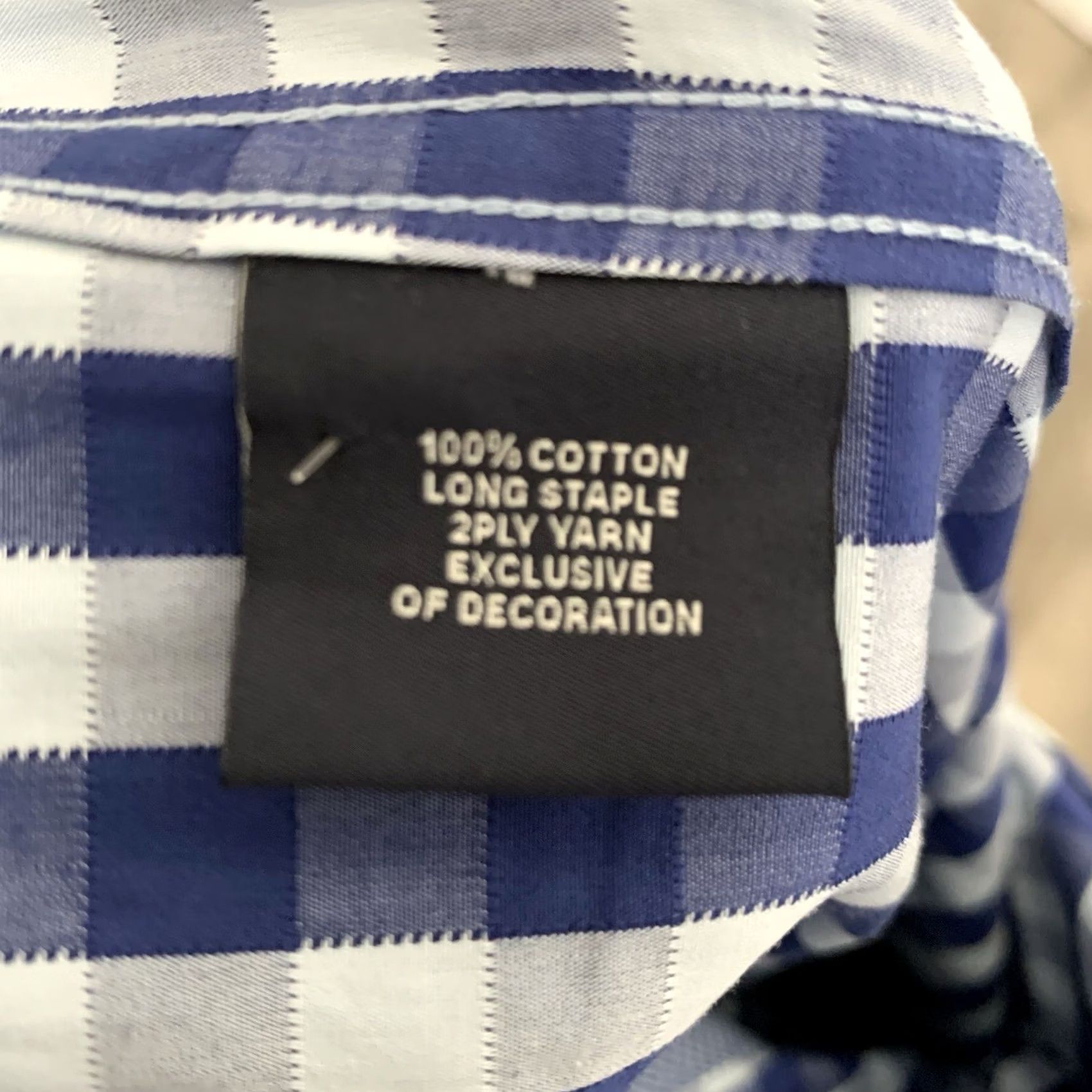 Tailorbyrd TAILORBYRD Collection Shirt Mens Large Blue Check Spread Collar Flip Cuff Regular Fit Button-Up Size US L / EU 52-54 / 3 - 4 Thumbnail