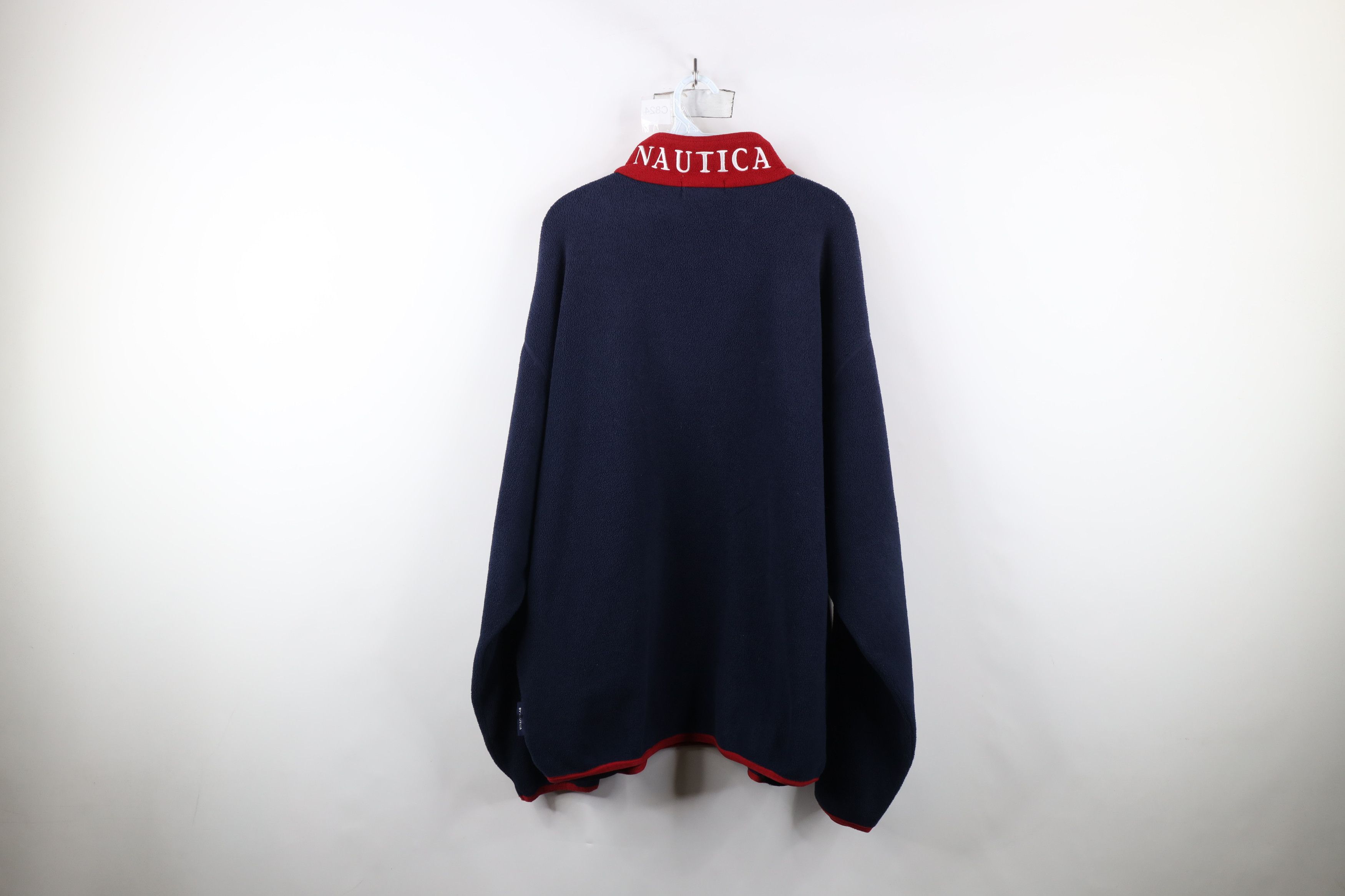 Nautica × Vintage Vintage 90s Nautica Spell Half Zip Fleece Sweater Blue USA Size US XL / EU 56 / 4 - 14 Thumbnail