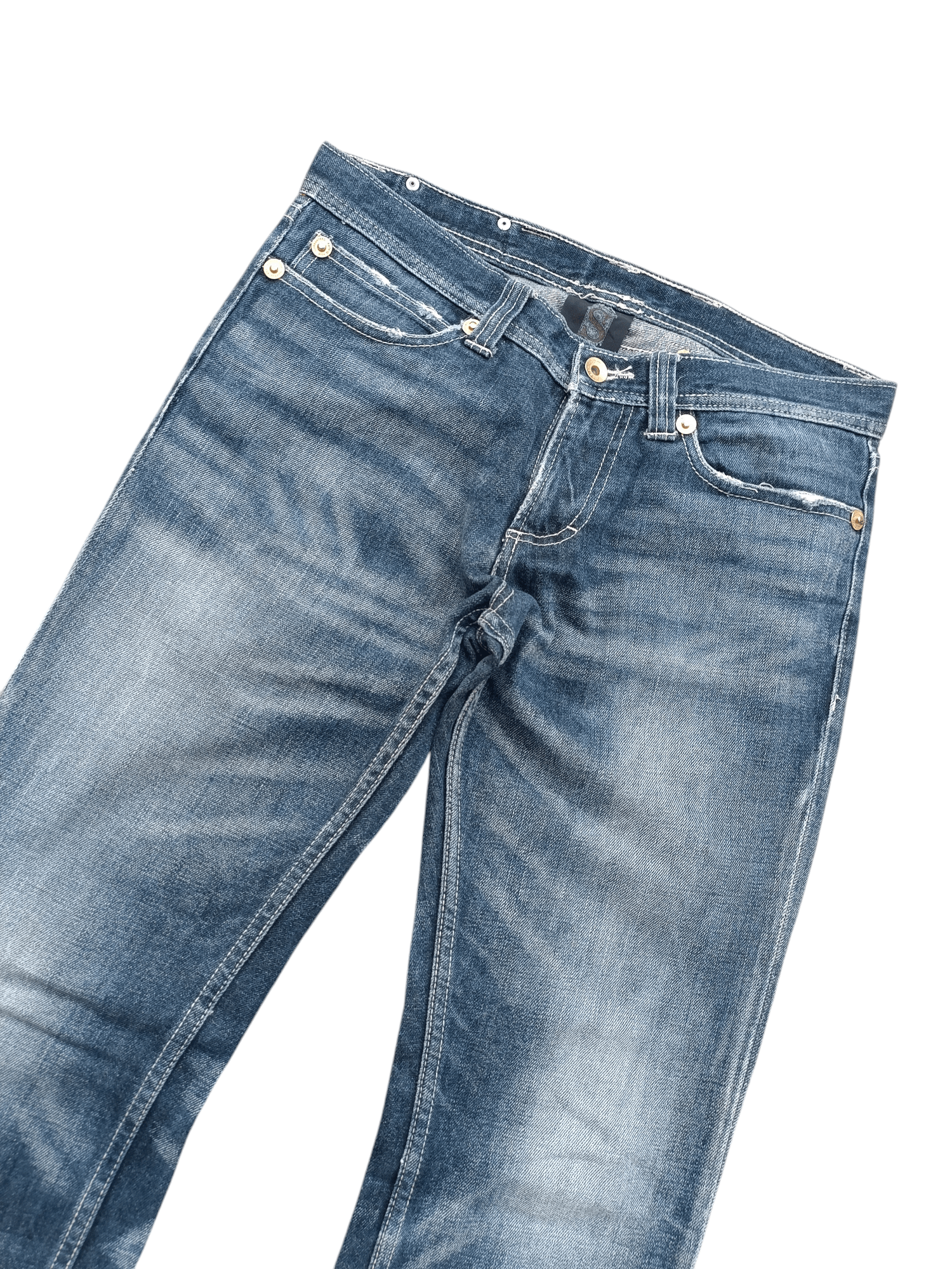 If Six Was Nine SEMANTIC DESIGN Japan Skinny Whiskers Faded Denim Size US 30 / EU 46 - 4 Thumbnail