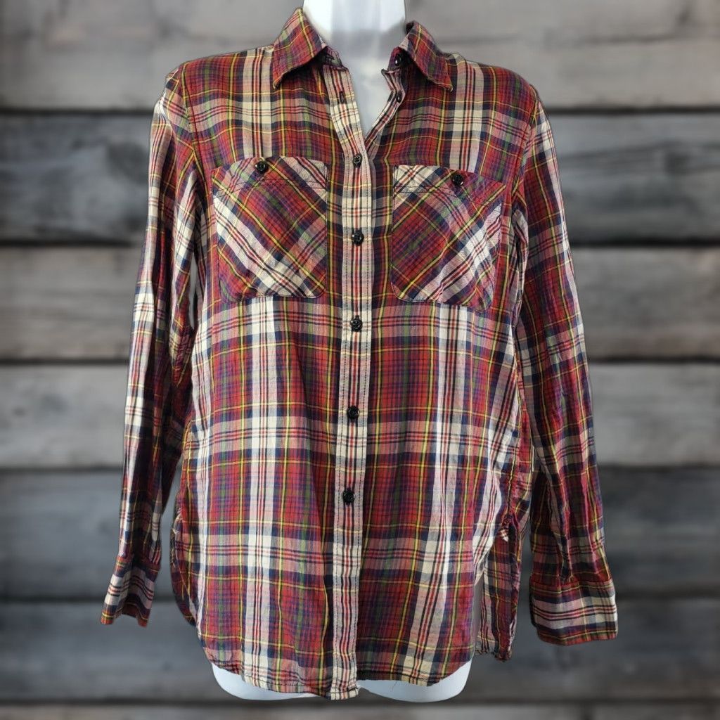Vintage Denim & Supply Ralph Lauren Womens Utility Button Front Shirt Sz Small Red Plaid Shirt Womens Small Red Plaid Button-Up Cotton Vintage: No Size S / US 4 / IT 40 - 1 Thumbnail