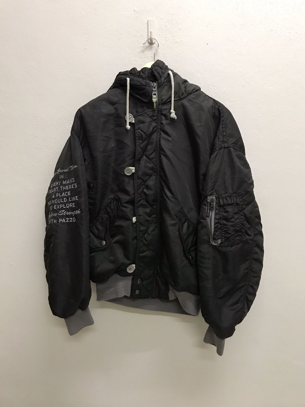 Japanese Brand × Vintage Vintage Pazzo Brand Cold Weather Bomber Flight Jacket Hoodie Size US M / EU 48-50 / 2 - 4 Thumbnail