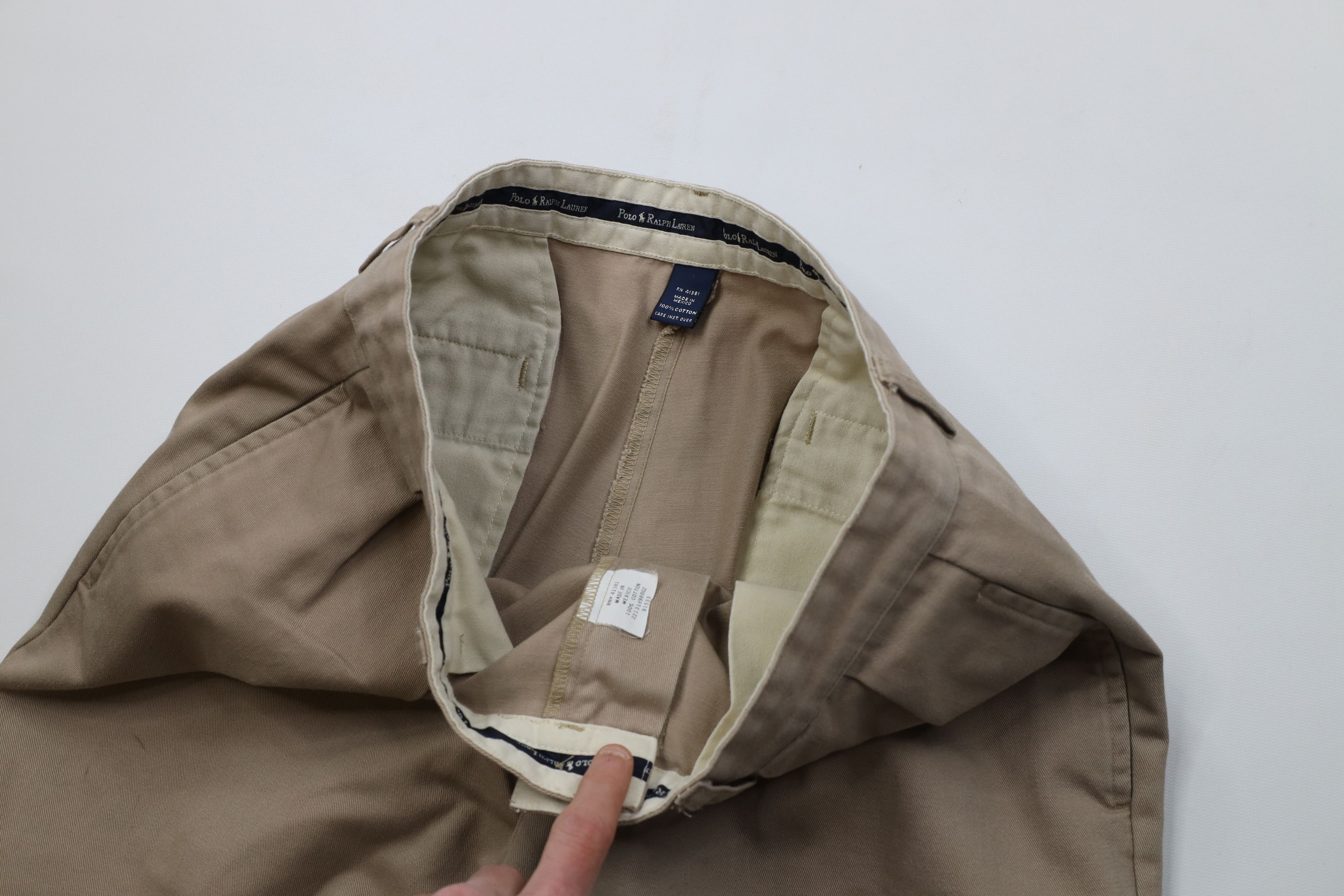 Ralph Lauren Vintage 90s Ralph Lauren Wide Leg Chino Pants Cotton Beige Size US 32 / EU 48 - 10 Thumbnail