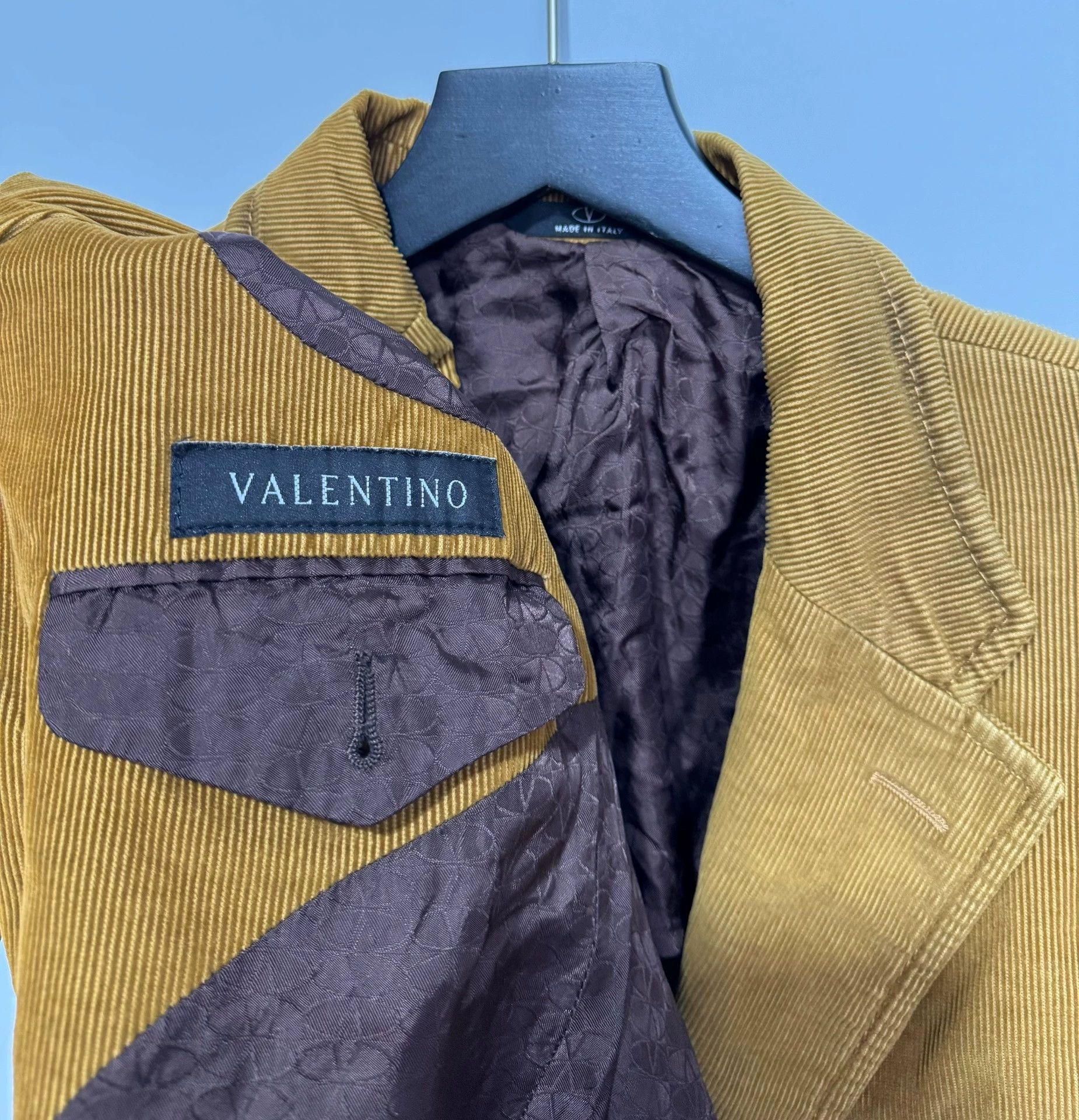 Valentino Valentino 52 Corduroy Suede Trim Blazer Jacket Yellow Brown Size 52S - 5 Thumbnail