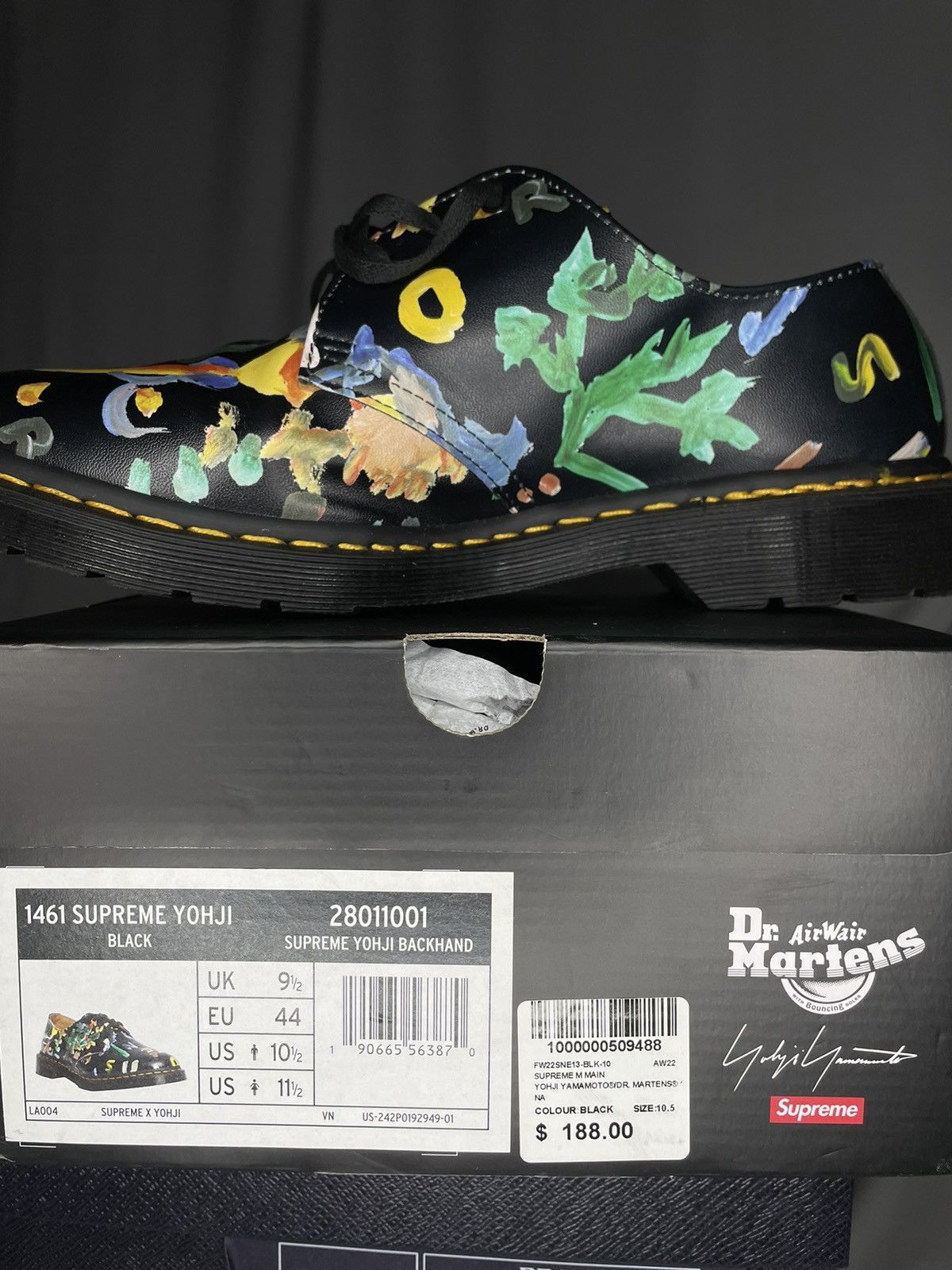 Dr. Martens × Supreme × Yohji Yamamoto Supreme x Yohji Yamamoto 1461 3-Eye Derby Size US 10.5 / EU 43-44 - 12 Thumbnail
