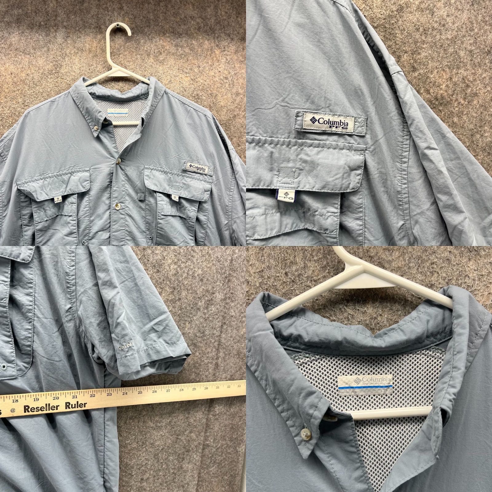 Vintage Columbia Shirt Mens Large Gray Button-Down Vented Outdoors PFG Fishing Gear Shirt Size US L / EU 52-54 / 3 - 8 Thumbnail