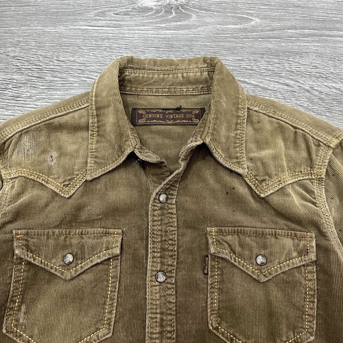 GOA Genuin Vintage GOA - Distressed Corduroy Wested ShirtStudded Size US M / EU 48-50 / 2 - 2 Thumbnail