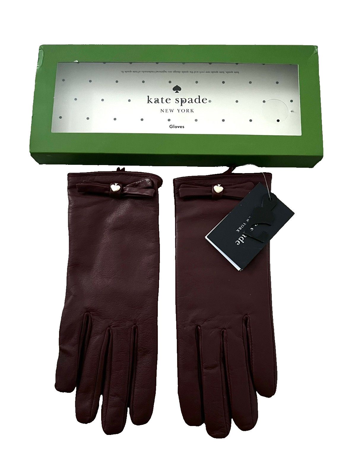 Kate Spade Kate Spade New York Leather Bow Gloves Deep Lipstick ( L ) Size ONE SIZE - 1 Thumbnail