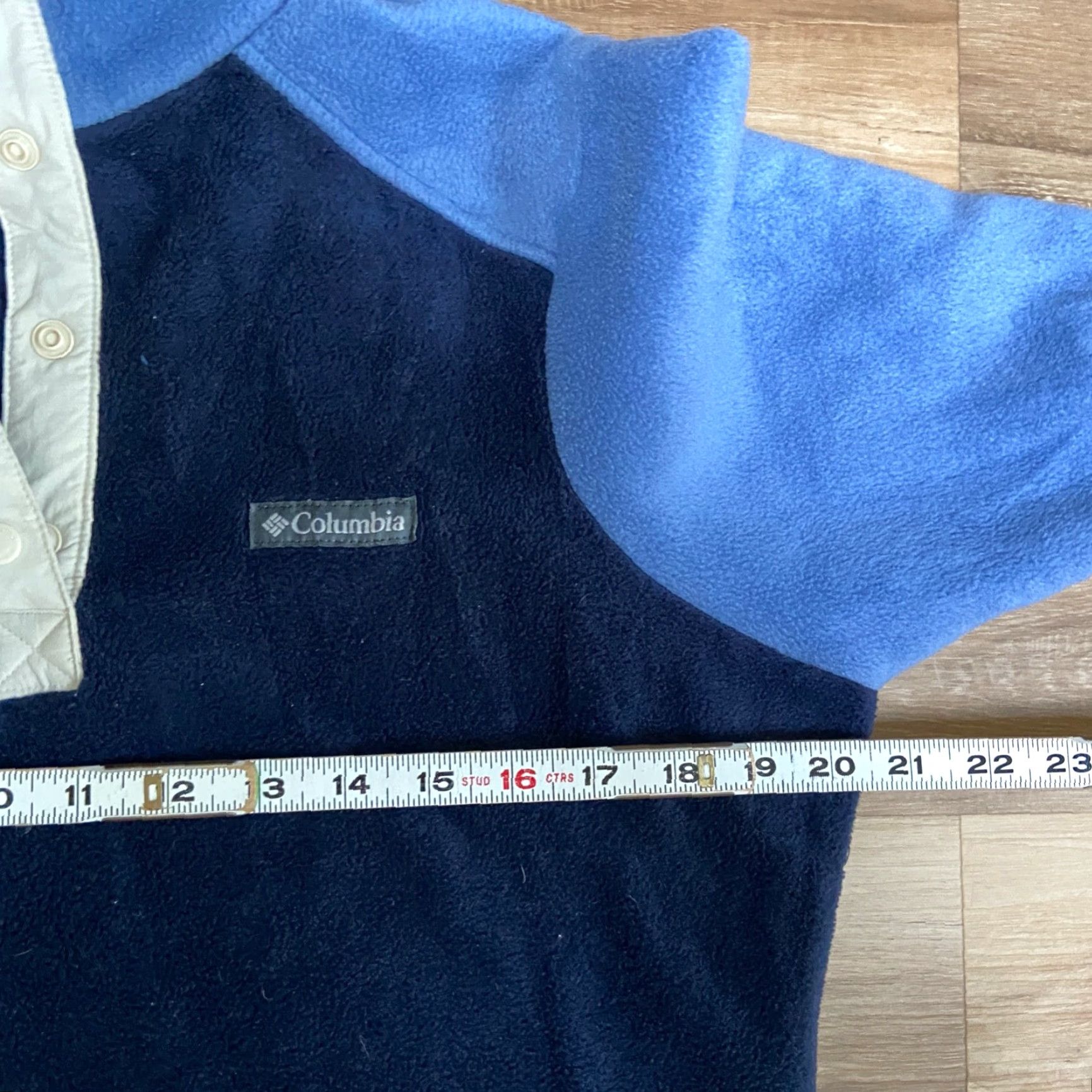 Vintage Columbia Sweatshirt Pullover Womens Medium 1/4 Snap Blue Long Sleeve Fleece Thermal Mock Neck Sweatshirt Size M / US 6-8 / IT 42-44 - 6 Thumbnail