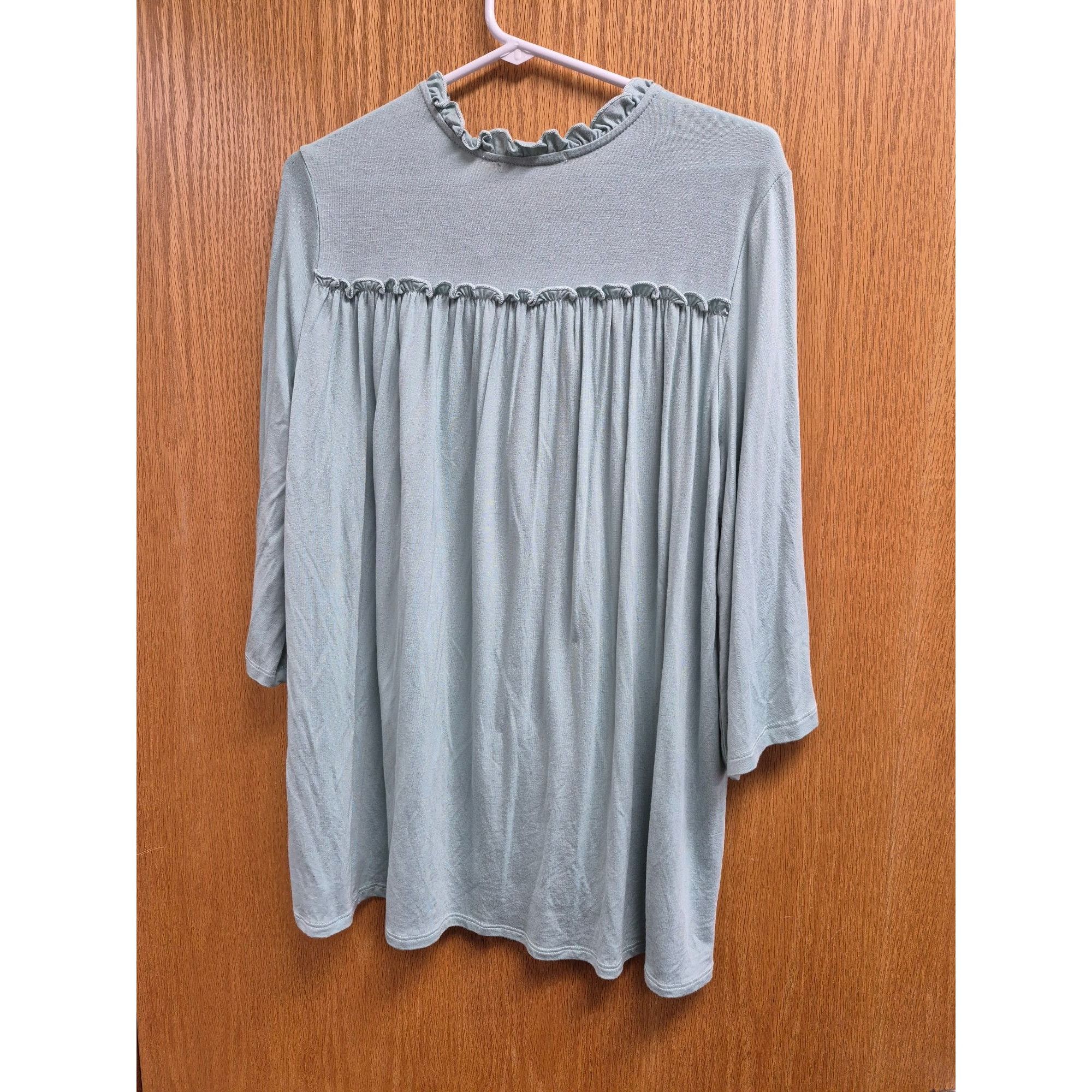 Other 3/4 Sleeve Ruffle Tunic Top Green Women's Shirt Medium Size M / US 6-8 / IT 42-44 - 5 Thumbnail