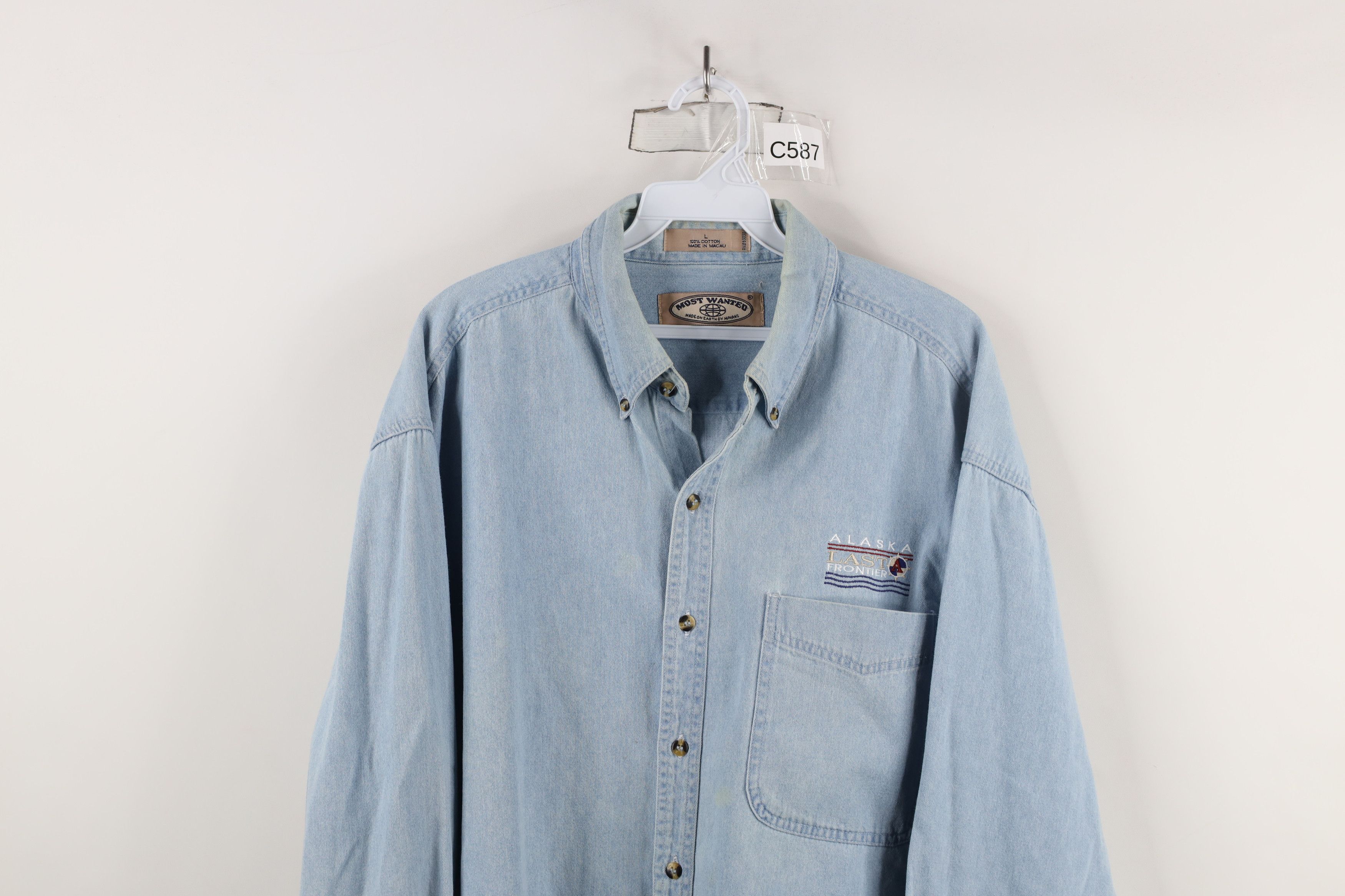 Vintage Vintage 90s Streetwear Alaska Denim Jean Button Down Shirt Size US L / EU 52-54 / 3 - 2 Thumbnail