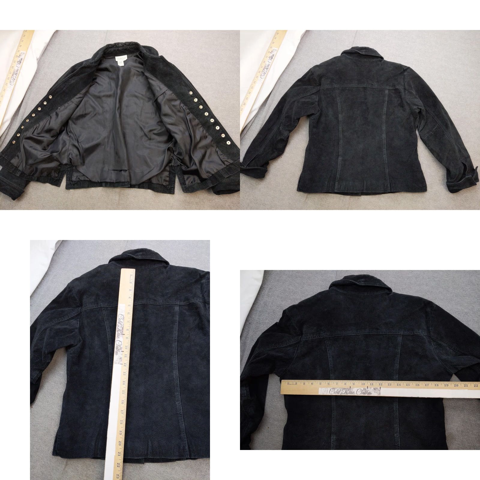 Coldwater Creek Coldwater Creek Jacket Womens Medium Black Suede Leather Snap Button Front Lined Size M / US 6-8 / IT 42-44 - 8 Thumbnail
