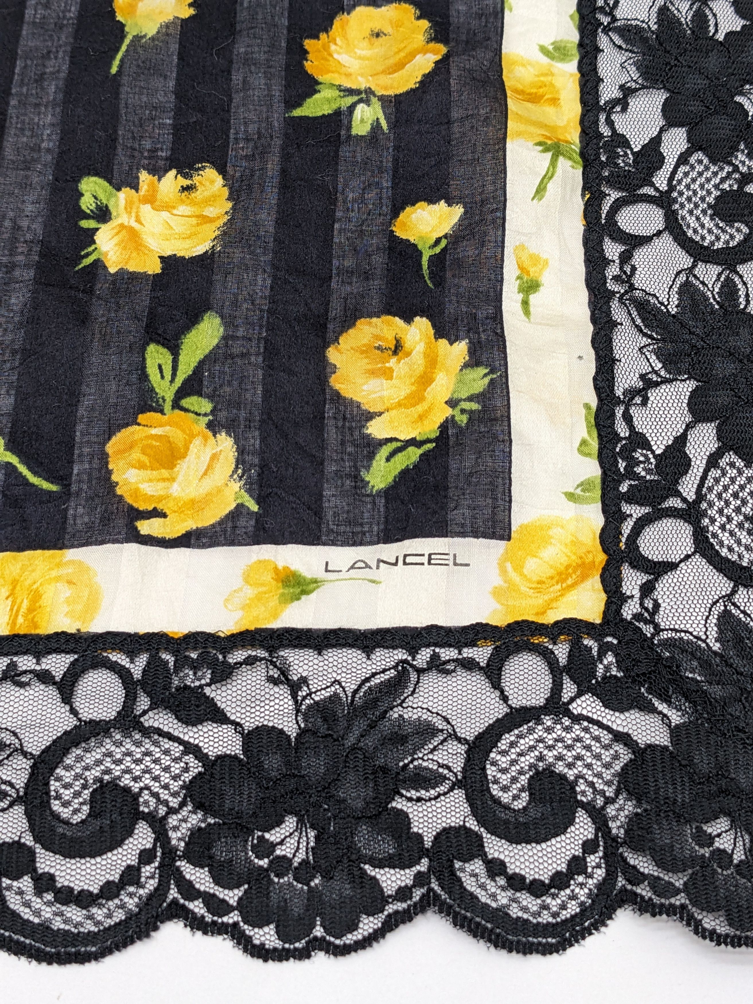 Lancel Lancel Paris Lace Handkerchief Yellow Rose & Black Size ONE SIZE - 2 Thumbnail