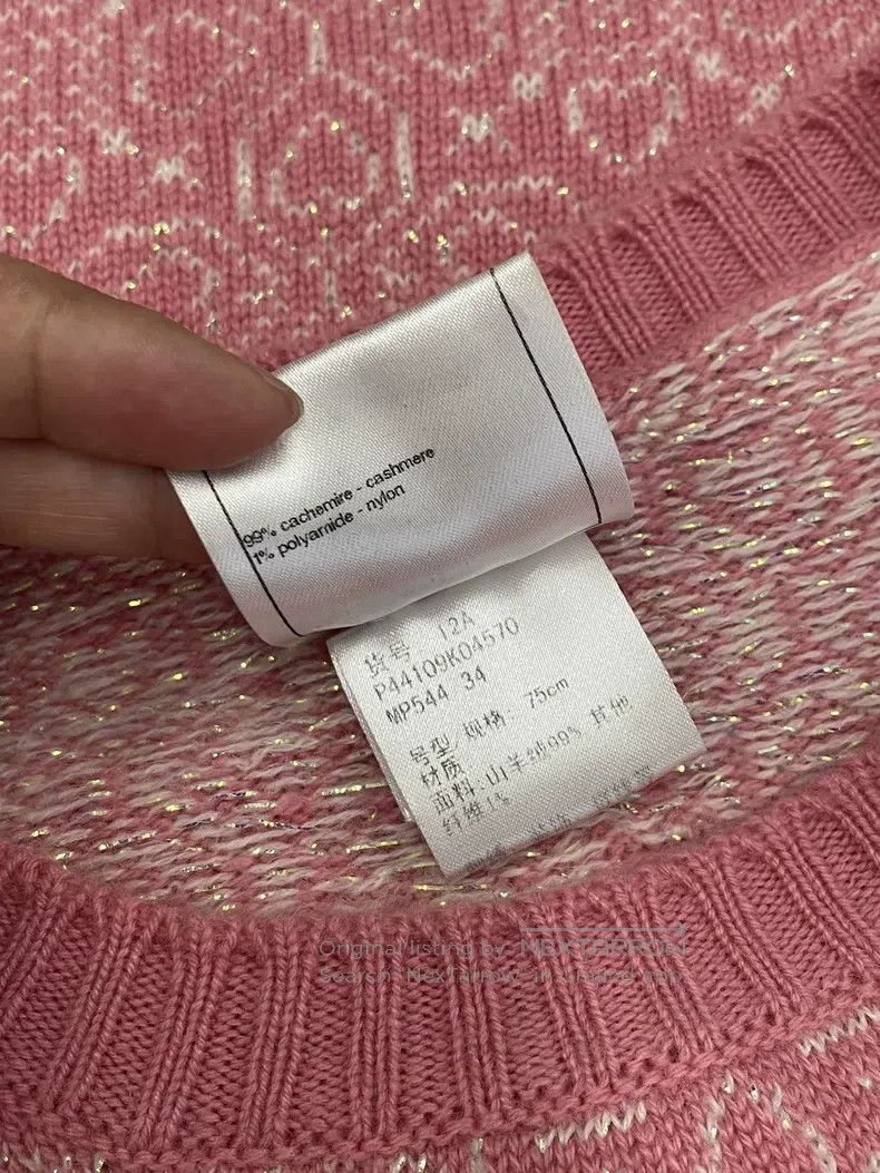 Chanel Chanel Pink Gemstone Buckle Small Money Cashmere Sweater Size XXS / US 00 / IT 34 - 7 Thumbnail