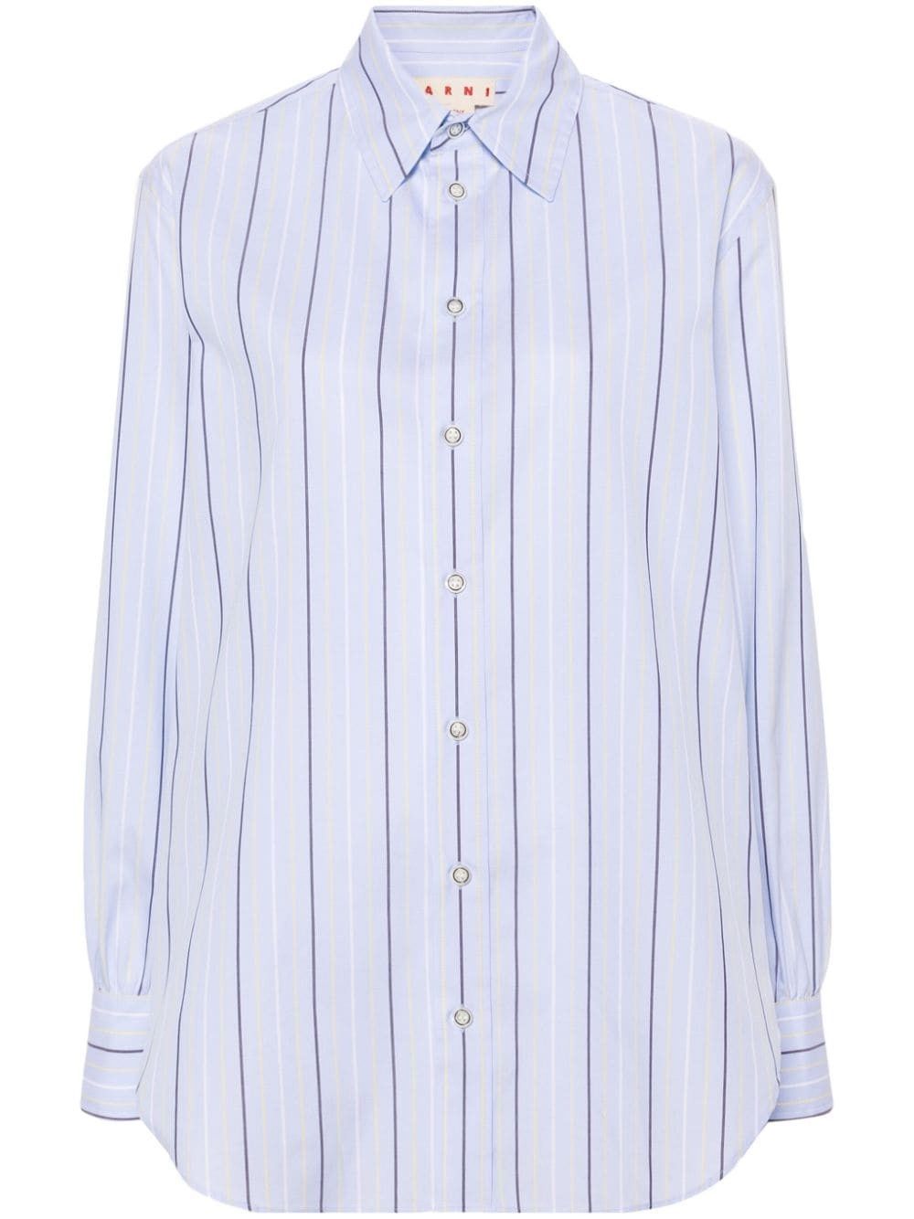 Marni o1f1d3z0525 Striped Straight-Collar Cotton Shirt Multicolor Size M / US 6-8 / IT 42-44 - 1 Thumbnail
