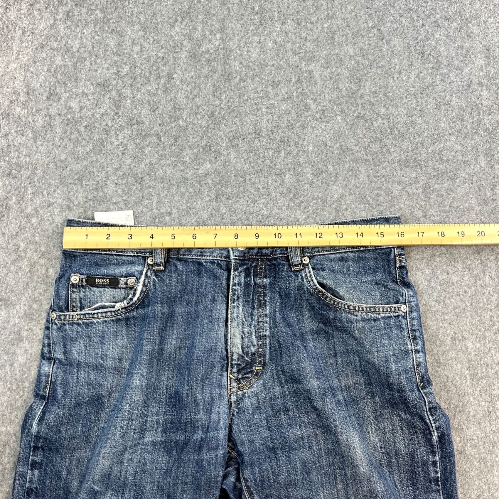 Hugo Boss HUGO BOSS Arkansas Jeans Regular Straight 32 30 Dark Blue Cotton Button Fly 5-Pocket Mens Vintage No Blue Jeans Size US 32 / EU 48 - 6 Thumbnail