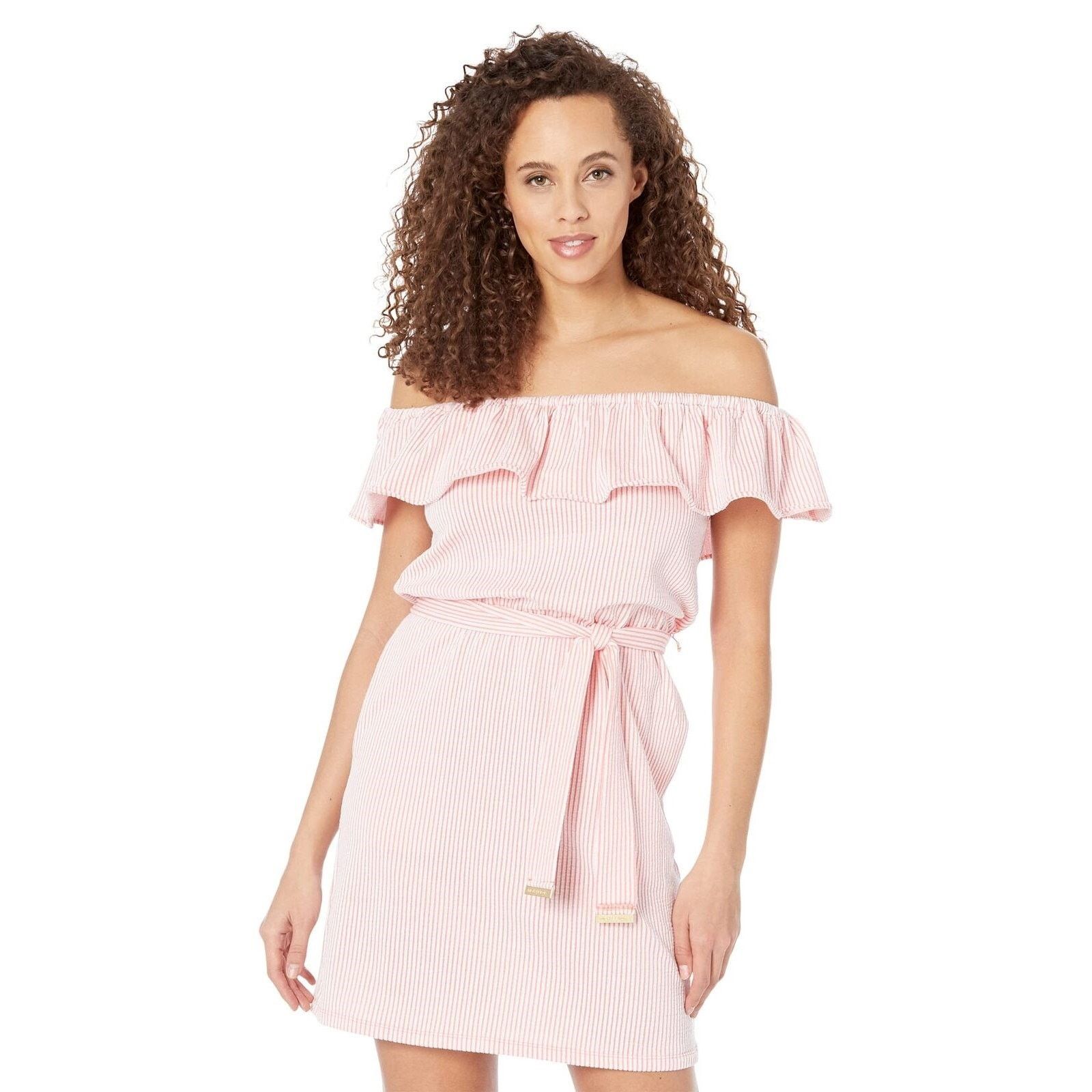 image of Michael Michael Kors Women's Off-The-Shoulder Dress Size Xs in Pink