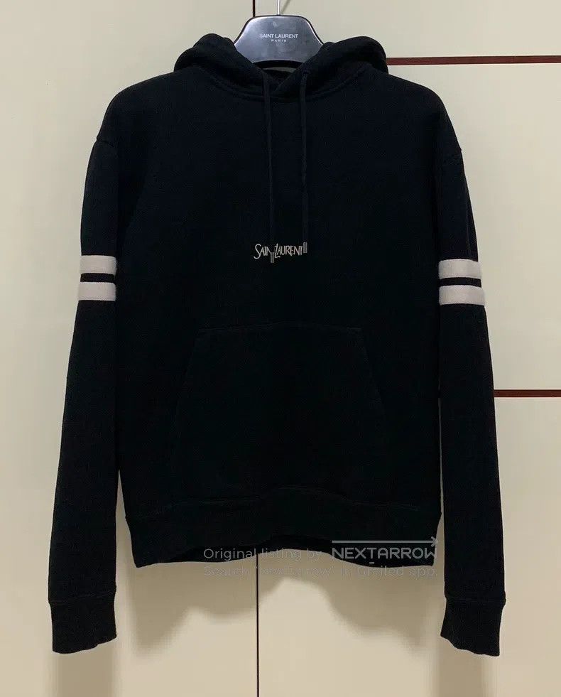 Other Saint Laurent Paris Black Slogan Striped Fleece Hoodie Size US S / EU 44-46 / 1 - 1 Thumbnail