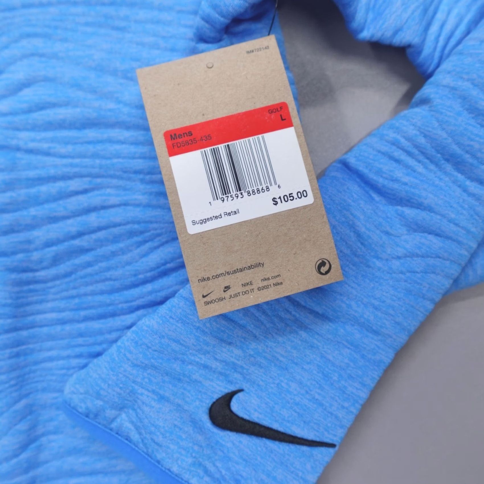 Nike Nike Tour Dri-FIT Golf Crew Sweatshirt FD5835-435 Sky Blue Men's Size L Size US L / EU 52-54 / 3 - 3 Thumbnail