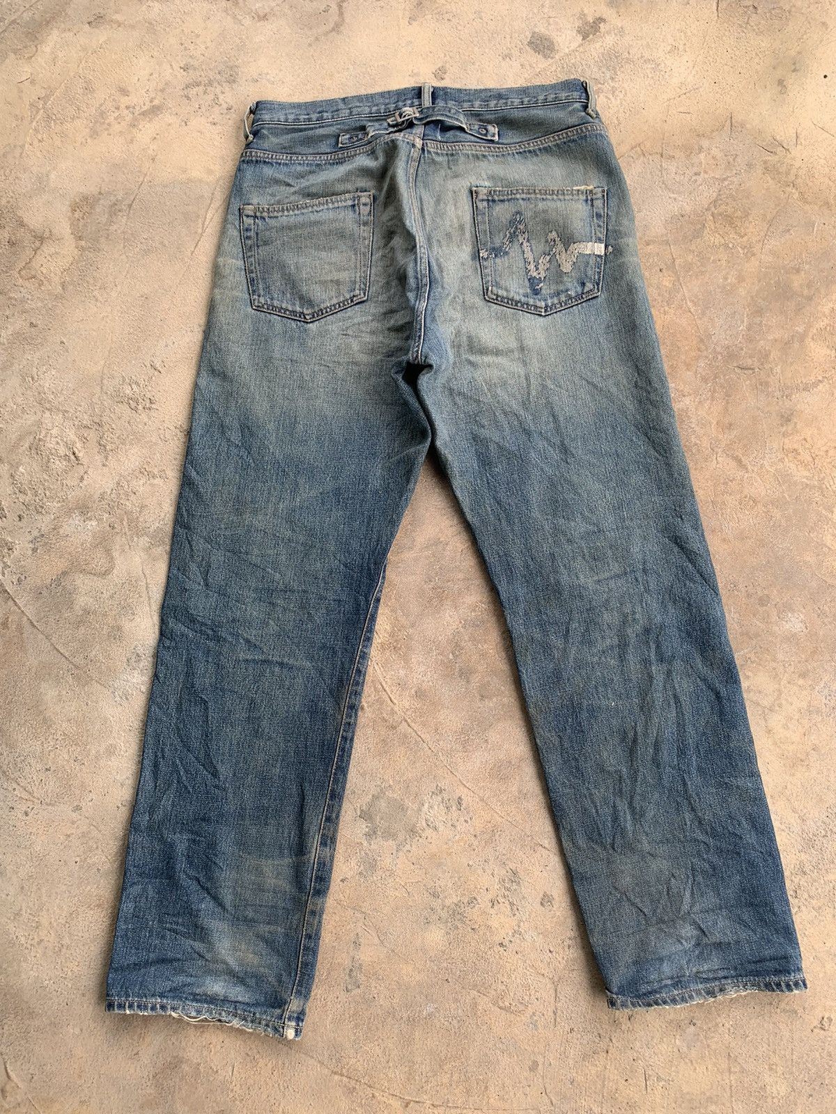Japanese Brand × WHIZ LIMITED Whiz Limited Buckle Back Selvedge Distressed Denim Size US 36 / EU 52 - 2 Thumbnail