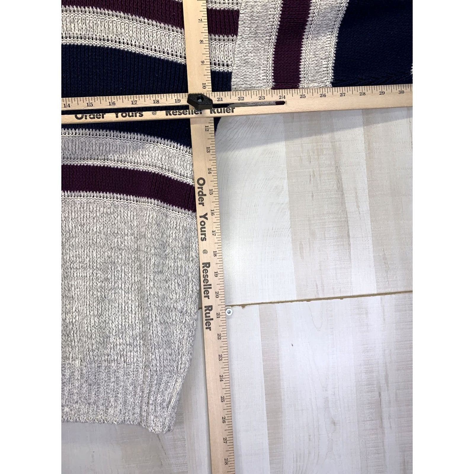 Vintage VINTAGE Ruffian Striped Knit Cotton Pullover Sweater M Mens 90s Oatmeal Navy Plum purple Hash 90s theme Size US M / EU 48-50 / 2 - 3 Thumbnail