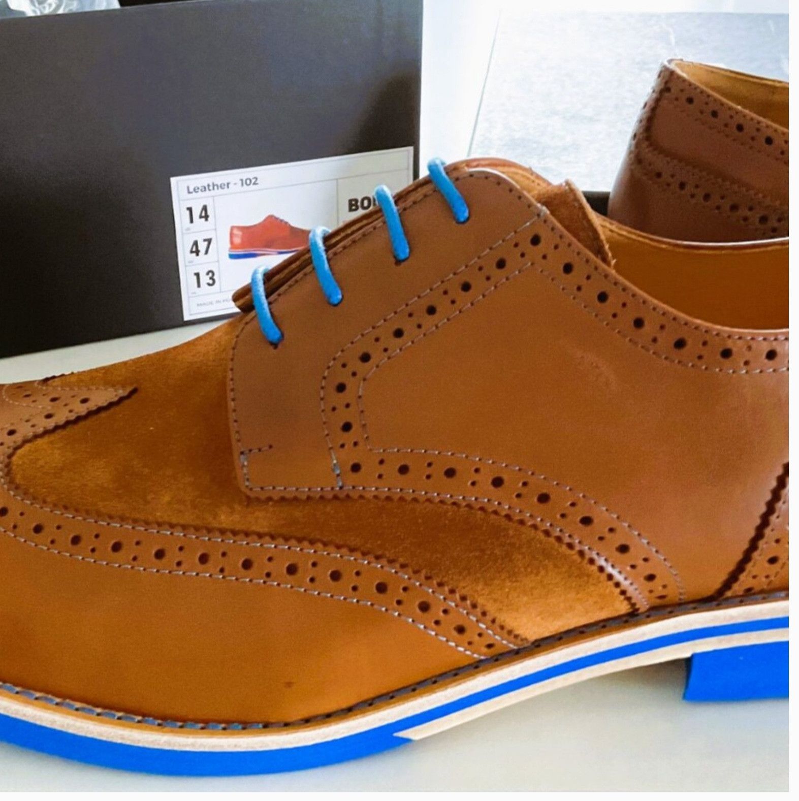Other Brand New Men's Bold Wingtips with blue Soles -S 14 Size US 14 / EU 47 - 5 Thumbnail