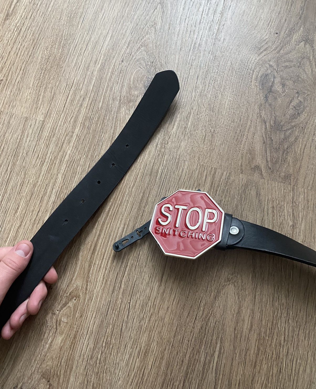 Vintage Vintage Y2K STOP snitching red/black belt Size ONE SIZE - 4 Thumbnail