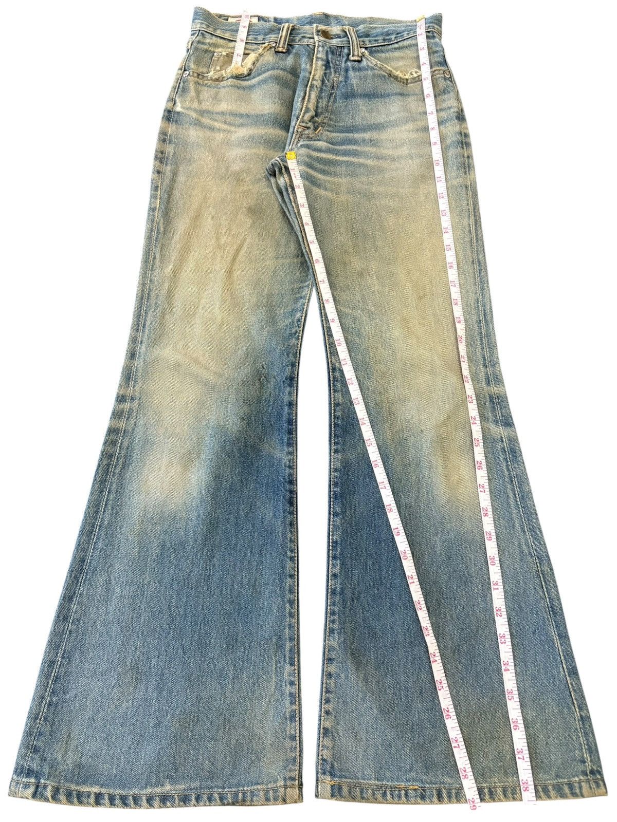 If Six Was Nine Vintage 90s Japanese Super Mud Wash Distress Flare Jeans Size US 27 - 7 Thumbnail