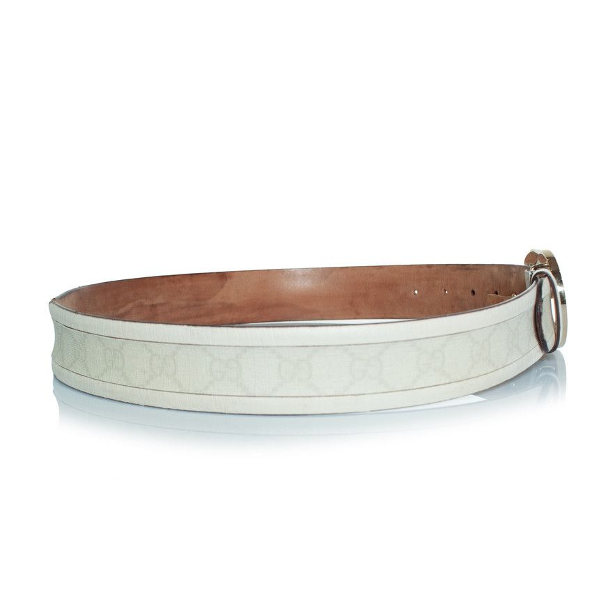 Gucci Gucci, monogram canvas and leather GG buckle belt Size ONE SIZE - 2 Thumbnail