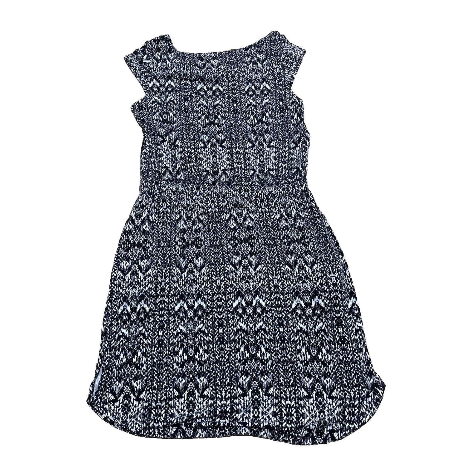 Athleta Athleta Dress XS Black White Ikat Geometric Pockets Short Sleeve Knee Length Modal Spandex Pullover Casual Travel Women Size XS / US 0-2 / IT 36-38 - 2 Thumbnail