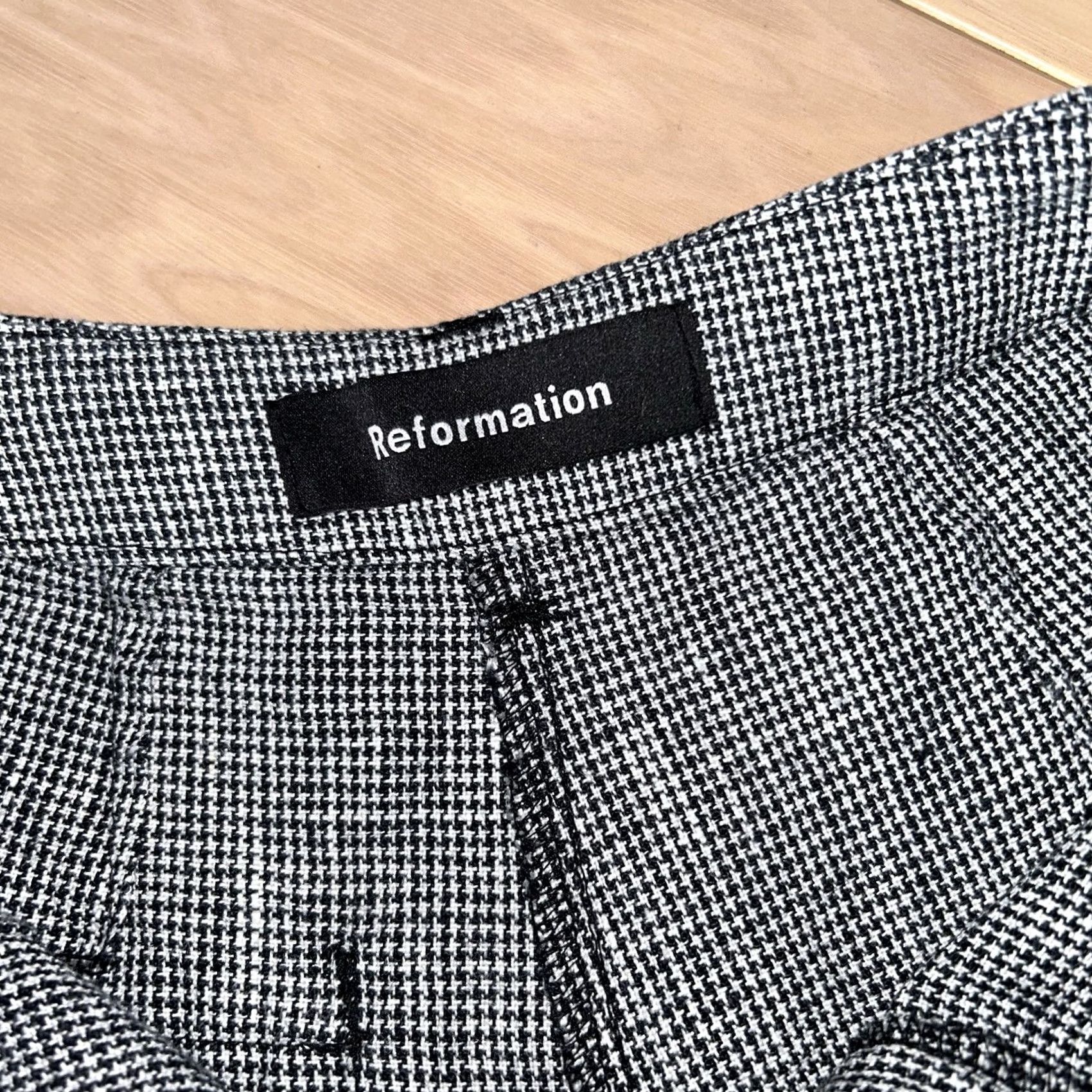 Reformation Reformation Linen Trousers Houndstooth Wide-Leg 25" Inseam Womens 0 Size 25" / US 0 / IT 36 - 4 Thumbnail