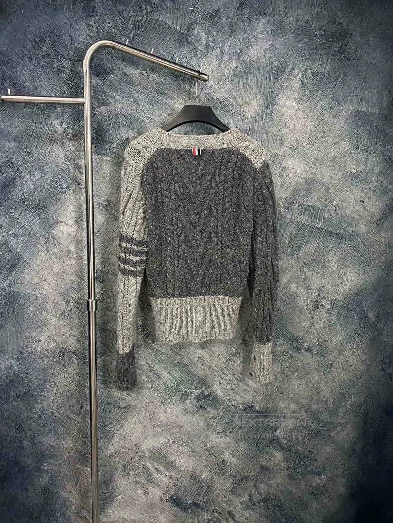 Thom Browne Thom Browne Grey Colorblock Wool Cardigan Sweater Size US XS / EU 42 / 0 - 2 Thumbnail