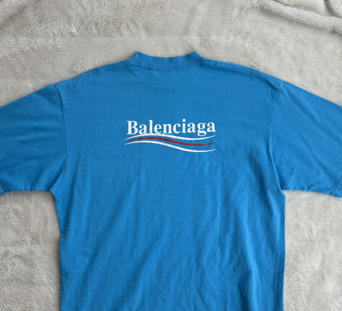 Balenciaga Balenciaga Blue Campaign Logo Tees Size US L / EU 52-54 / 3 - 2 Thumbnail