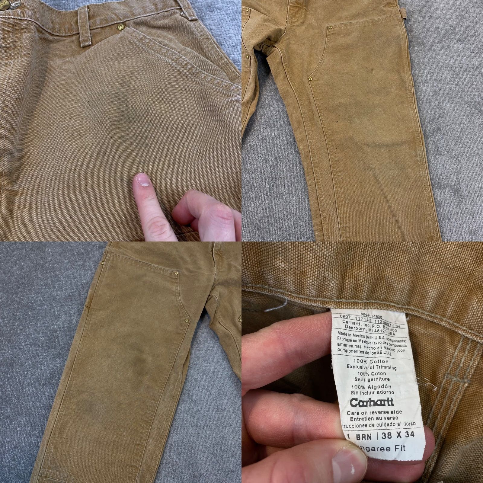 Carhartt Carhartt Duck Canvas Double Knee Work Dungaree Pants BRN Mens 38x28 Wear Size US 36 / EU 52 - 8 Thumbnail