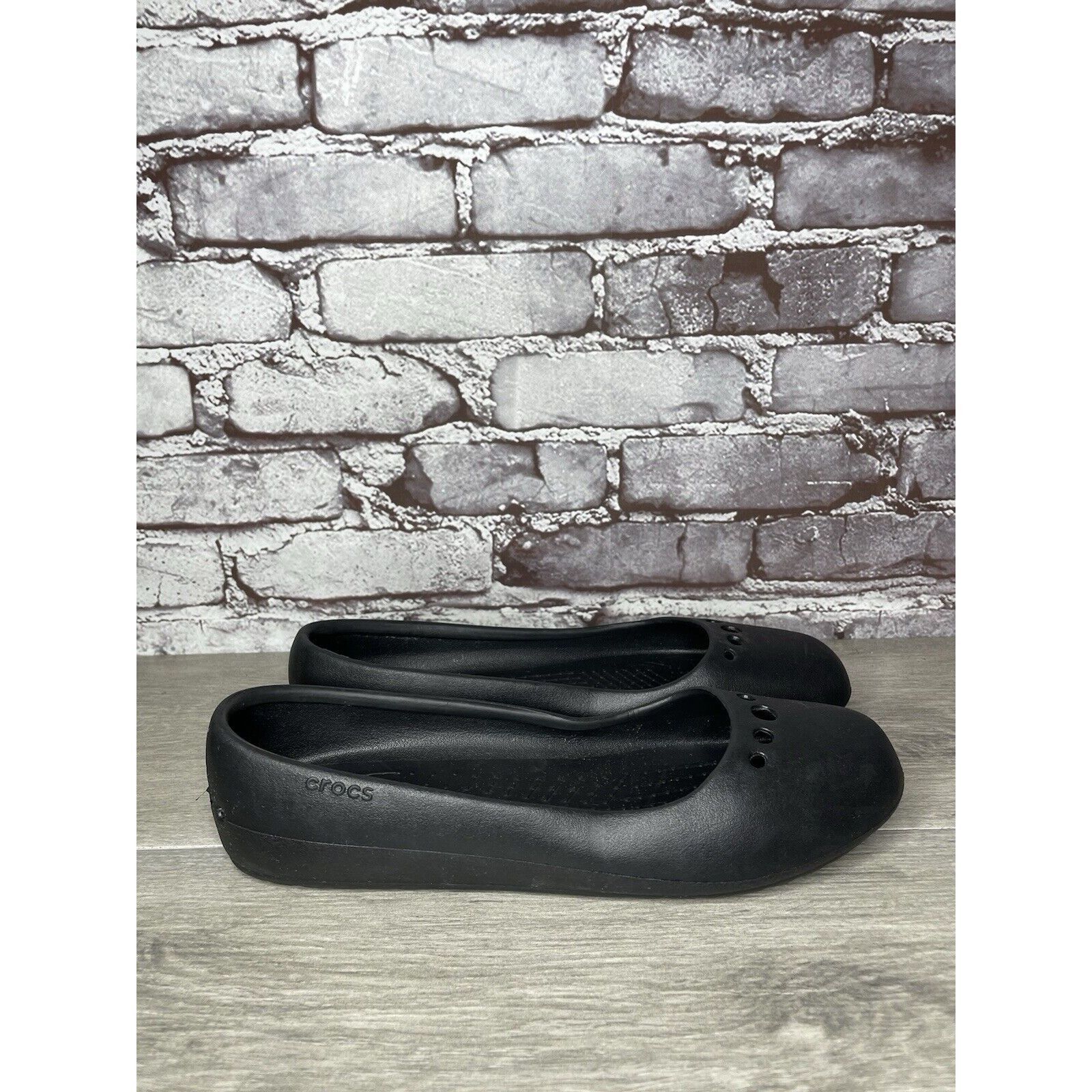 Crocs Crocs Black Rubber Slip On Lightweight Ballet Flats Shoes Wo Size US 11 / IT 41 - 18 Thumbnail