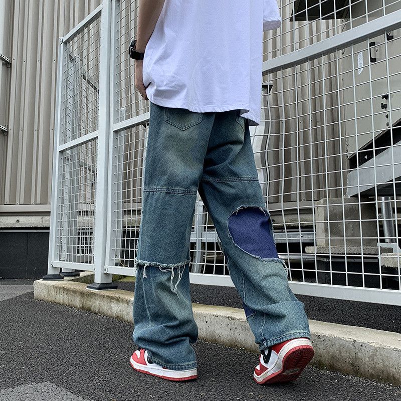 Japanese Brand × Jean Retro loose straight leg wide leg ripped jeans Size US 32 / EU 48 - 4 Thumbnail