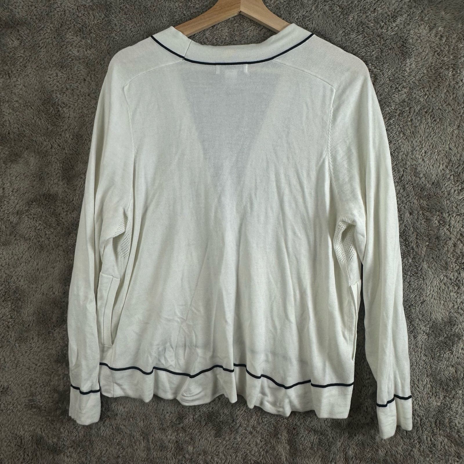Athleta Athleta Collegiate White Blue Stripe Cardigan Sweater XL Size XL / US 12-14 / IT 48-50 - 2 Thumbnail