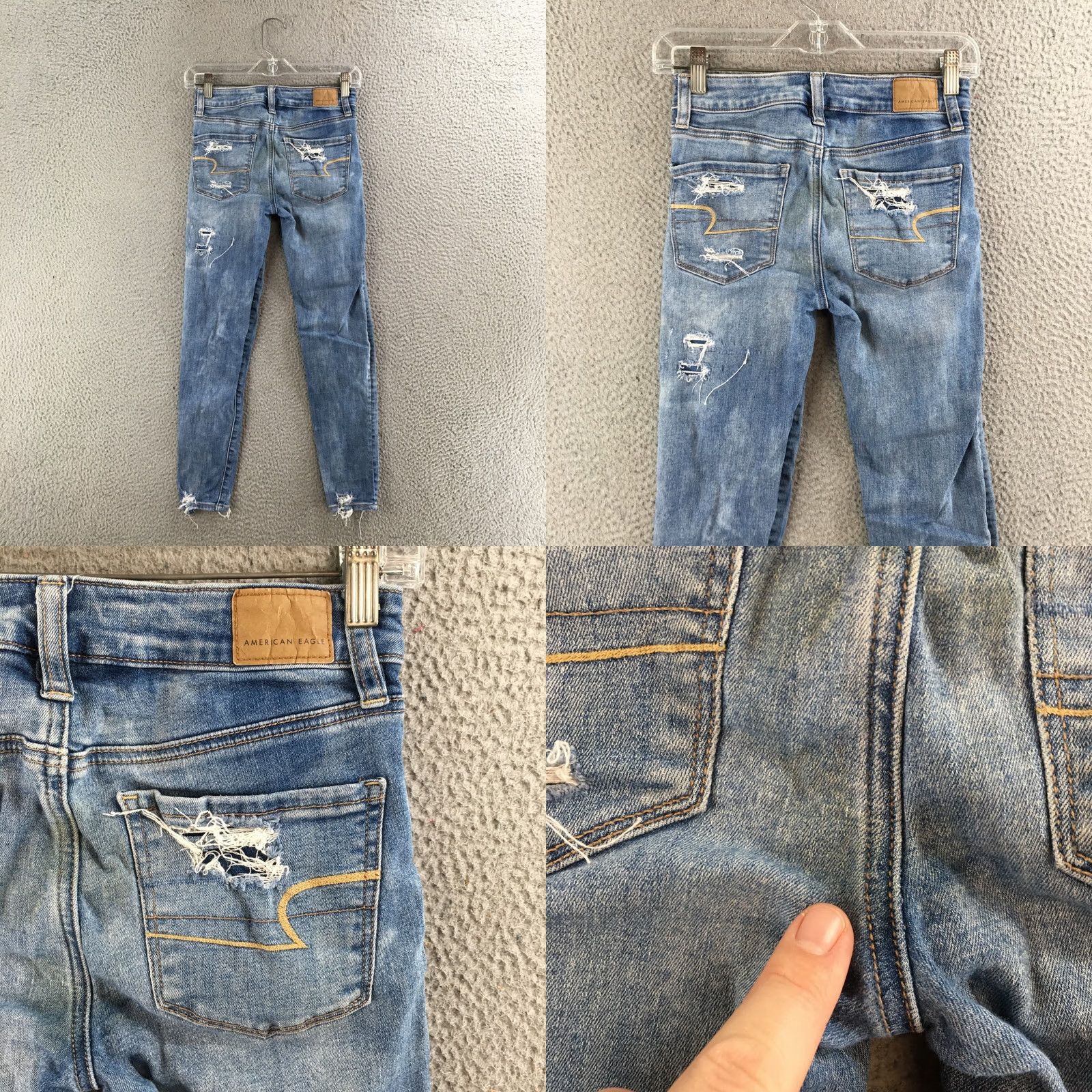 American Eagle Outfitters American Eagle Jeans Womens 00 Short Skinny Low Rise Zip Fly Distressed Blue Jeans Size 24" / US 00 / IT 34 - 10 Thumbnail