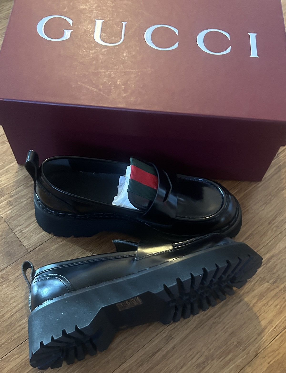 Gucci Gucci W Thea Moccasin Leather Web Spice Loafer size 38 Size US 8 / IT 38 - 5 Thumbnail