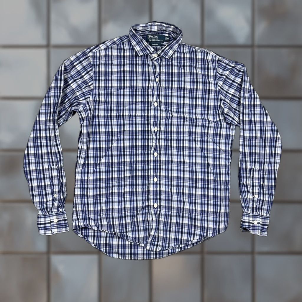 Polo Ralph Lauren VINTAGE Polo Ralph Lauren Mens Medium Long Sleeve Button-Up Shirt Blue Check Polo Ralph Lauren Shirt Mens Medium Blue Check Size US M / EU 48-50 / 2 - 1 Thumbnail