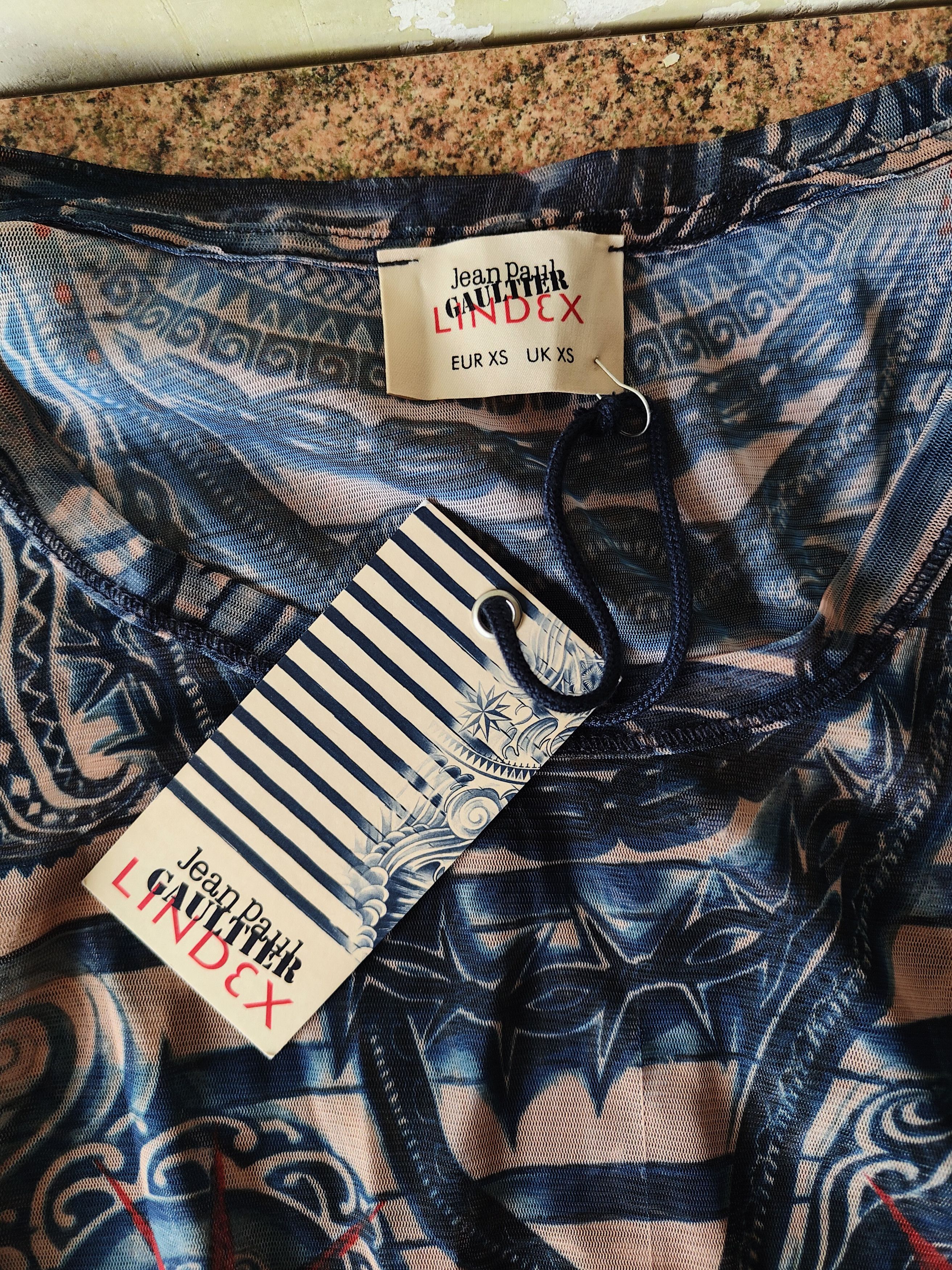 Jean Paul Gaultier × Vintage Vintage Jean Paul Gaultier mesh blouse tattoo print Size XS / US 0-2 / IT 36-38 - 3 Thumbnail