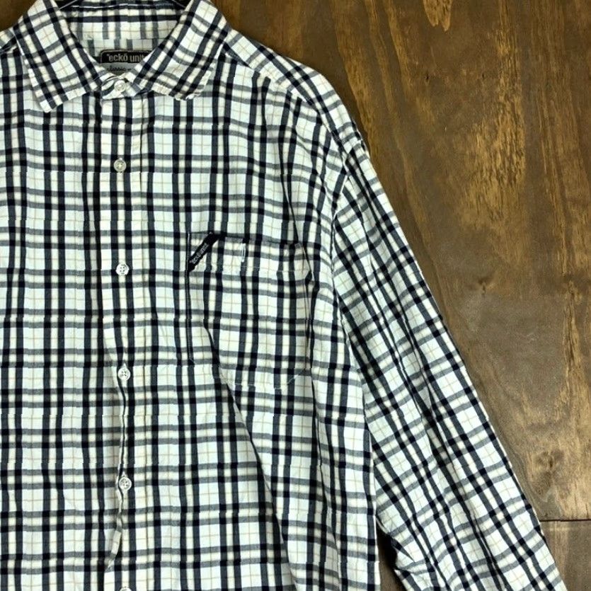 Ecko Unltd. VINTAGE Ecko Unltd Shirt Plaid Button-Down Long Sleeve 100% Cotton XL Mens White Black Size US XL / EU 56 / 4 - 5 Thumbnail