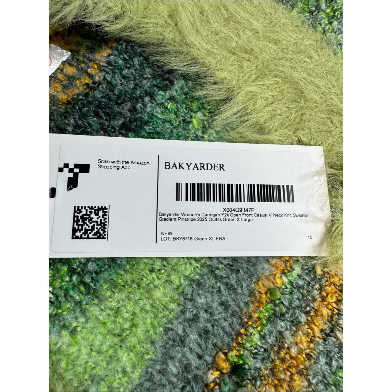 Other NWT New Bakyarder Green Stripe Wool Blend Fuzzy Button Fron Size XL / US 12-14 / IT 48-50 - 7 Thumbnail